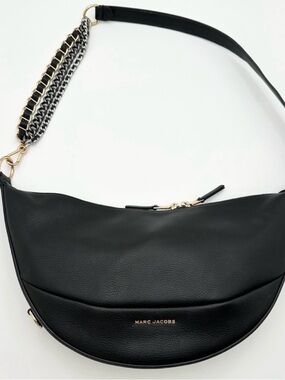 Marc Jacobs Black Crescent Shoulder Bag with Chain Accent